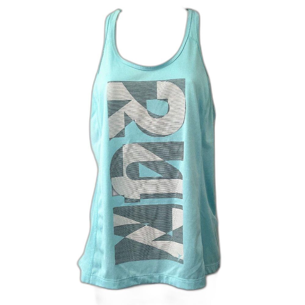 Old Navy Active Go-Dry "RUN 24-7" Racerback Workout Tank Top Mint Aqua Blue M